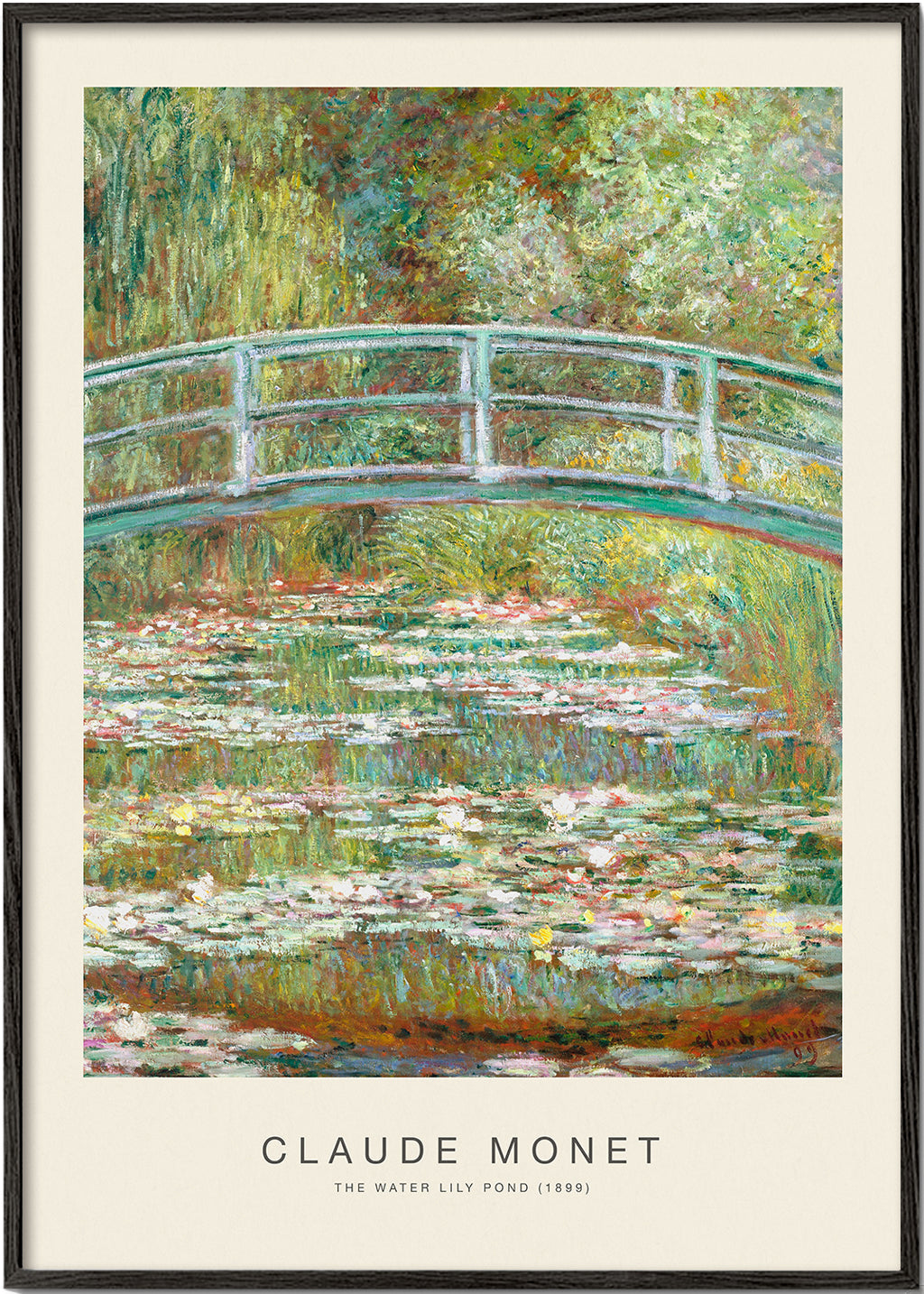 Botanisk print näckrosor och bro av Monet