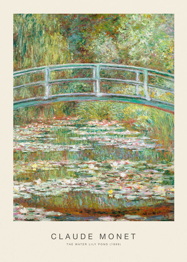 Botanisk print näckrosor och bro av Monet