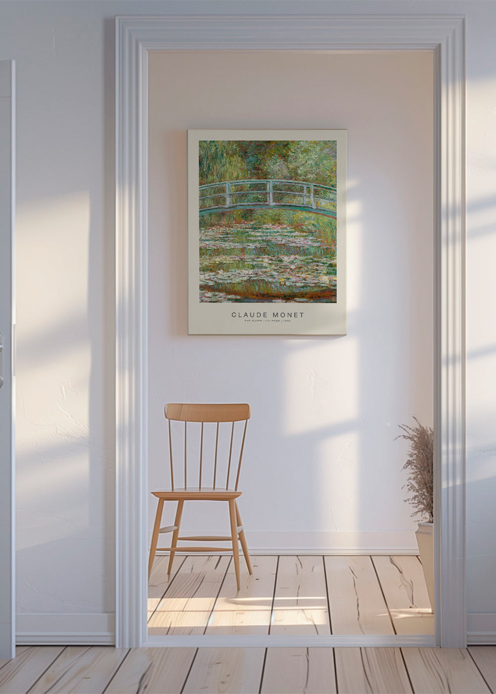 Botanisk print näckrosor och bro av Monet