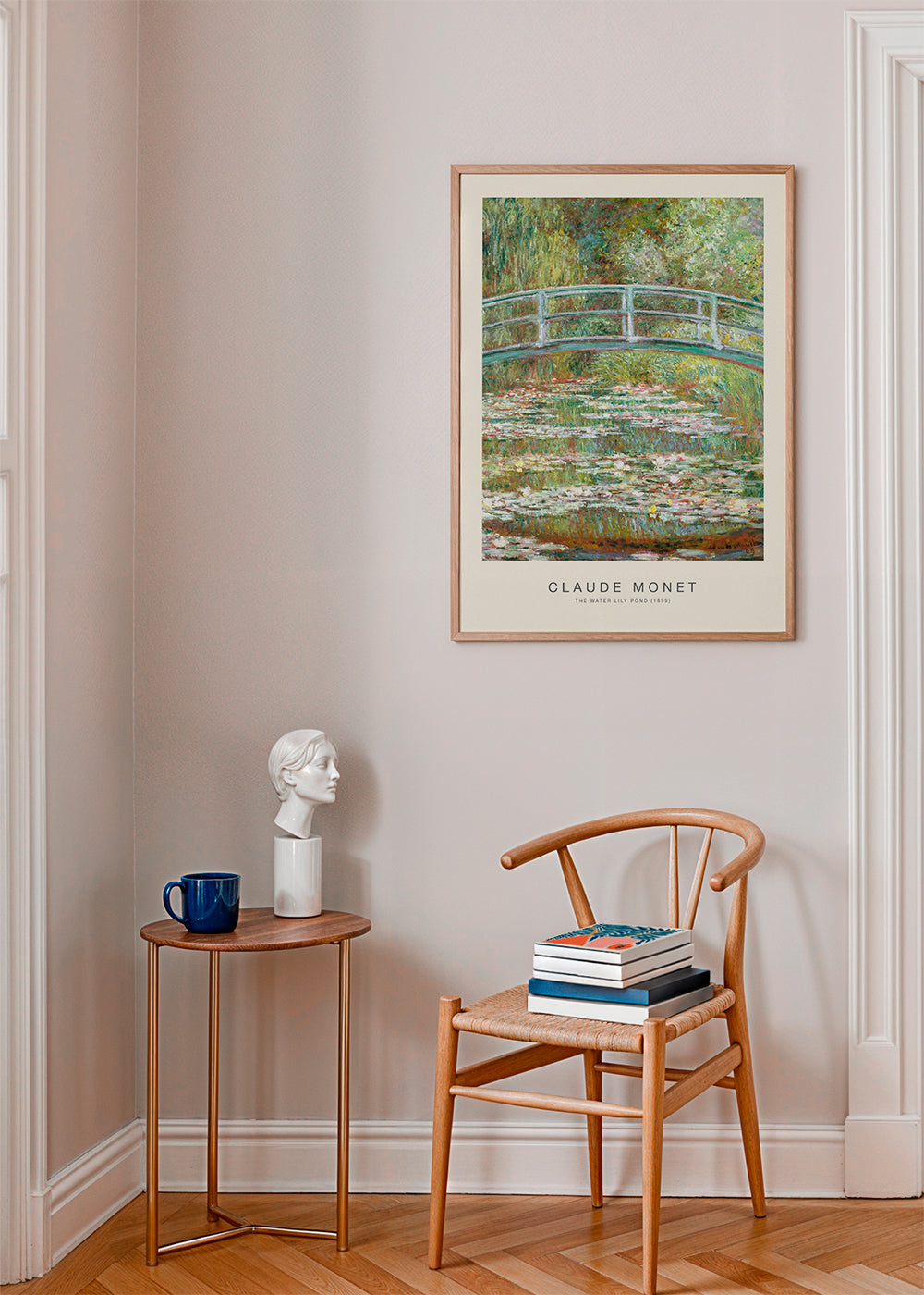 Botanisk print näckrosor och bro av Monet