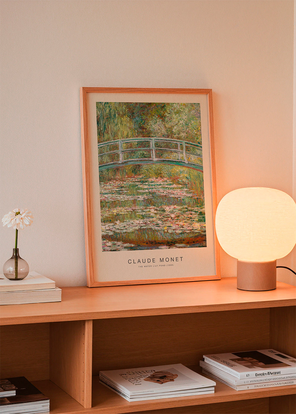 Botanisk print näckrosor och bro av Monet