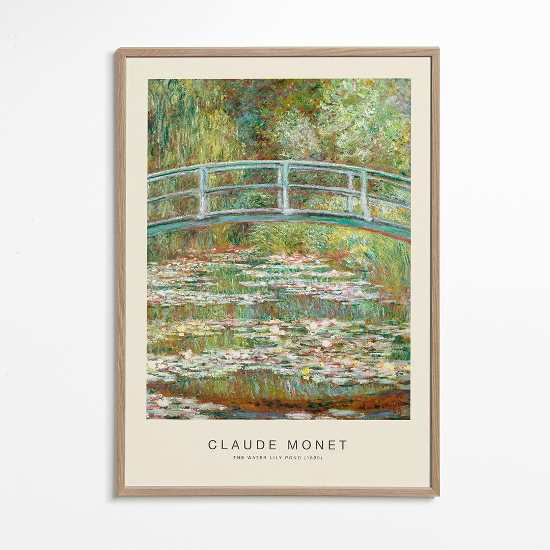 Botanisk print näckrosor och bro av Monet