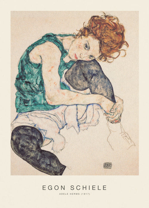 Vintage affisch: Adele Herms porträtt av Egon Schiele