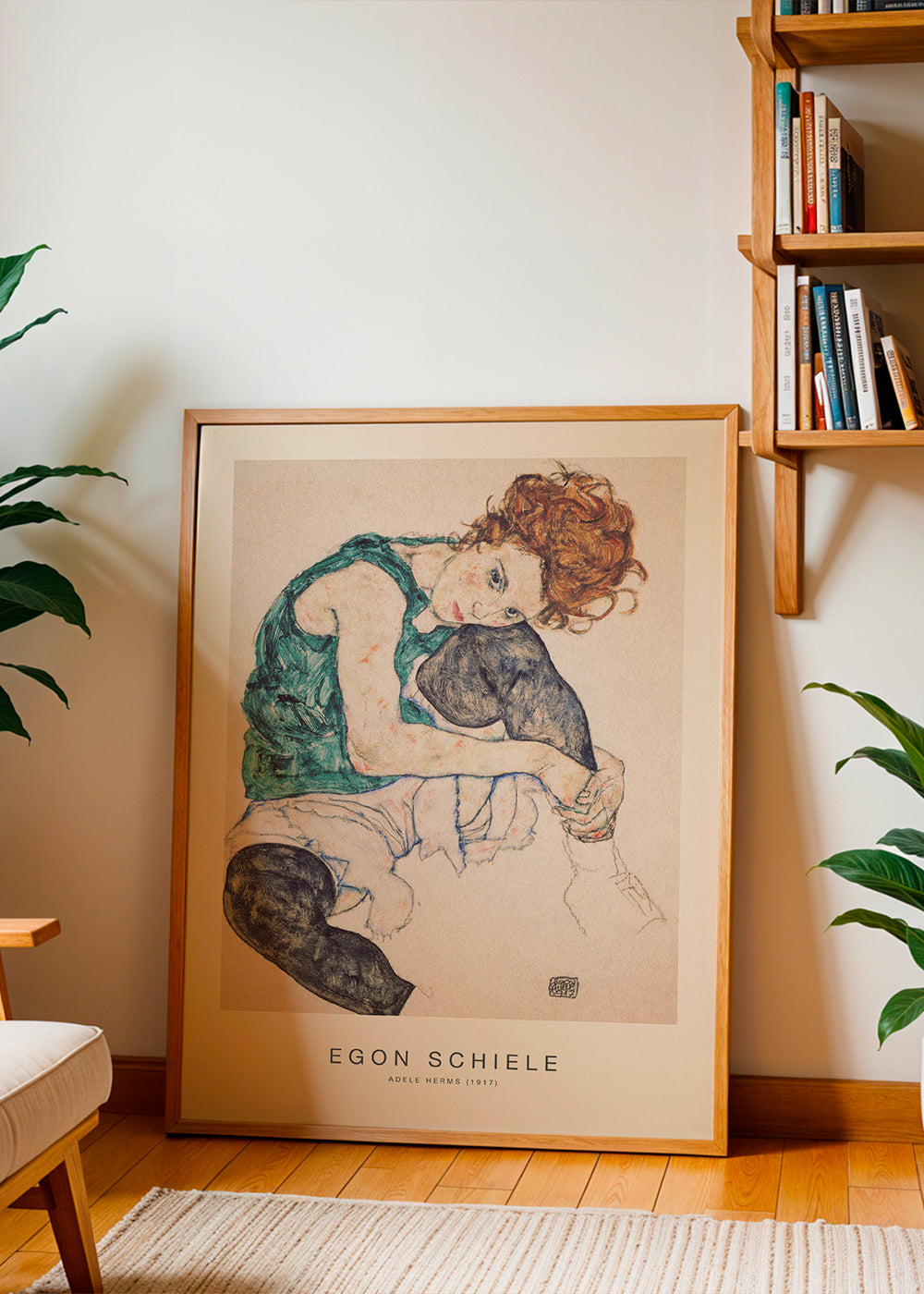 Vintage affisch: Adele Herms porträtt av Egon Schiele
