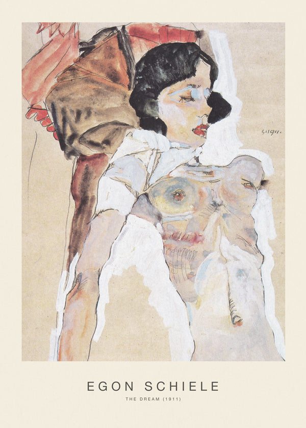 Vintage tryck: liggande kvinnlig gestalt av Egon Schiele