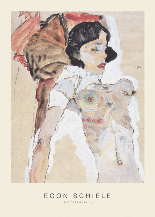 Vintage tryck: liggande kvinnlig gestalt av Egon Schiele