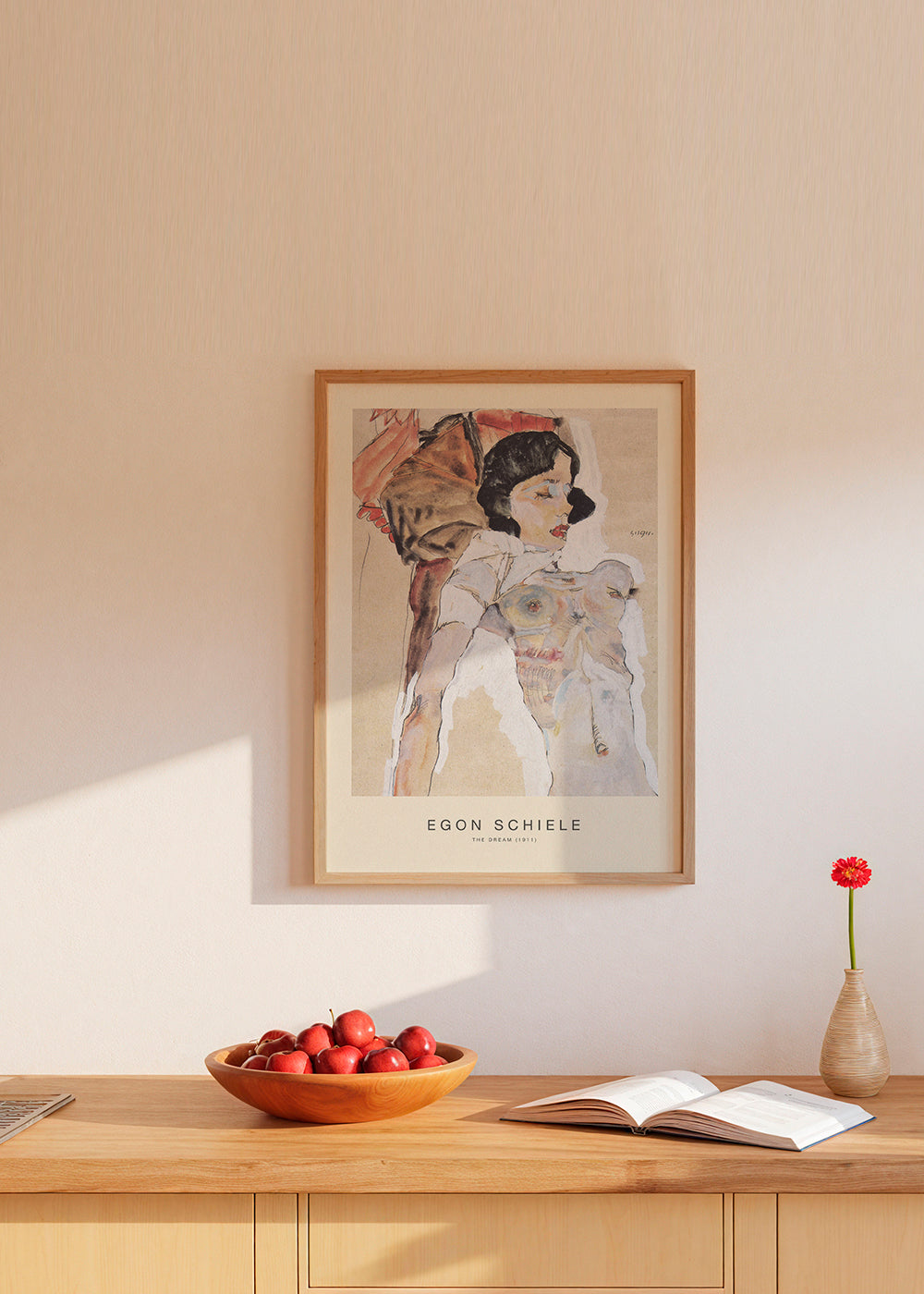 Vintage tryck: liggande kvinnlig gestalt av Egon Schiele