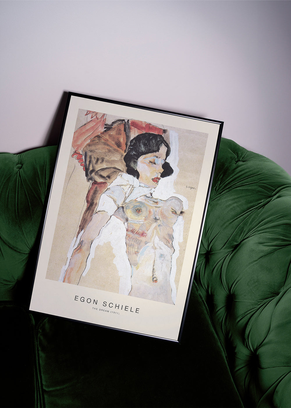 Vintage tryck: liggande kvinnlig gestalt av Egon Schiele
