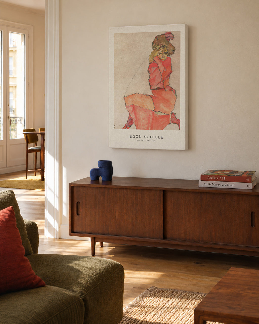 The Lady in Red (Special Edition) - Egon Schiele - Unframed canvas in an interior
