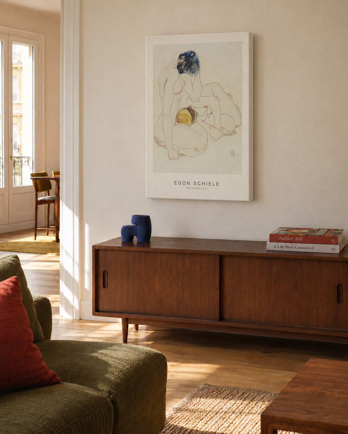Two Friends (Special Edition) - Egon Schiele - Unframed canvas in an interior