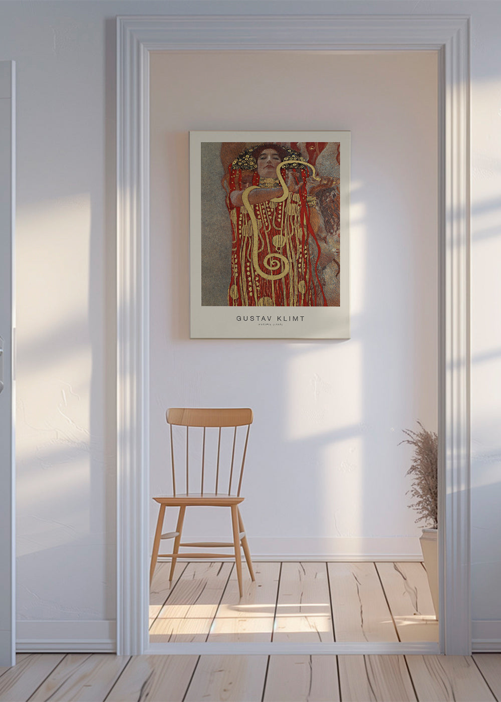 Vintage konst Hygieia av Klimt i guld och rött