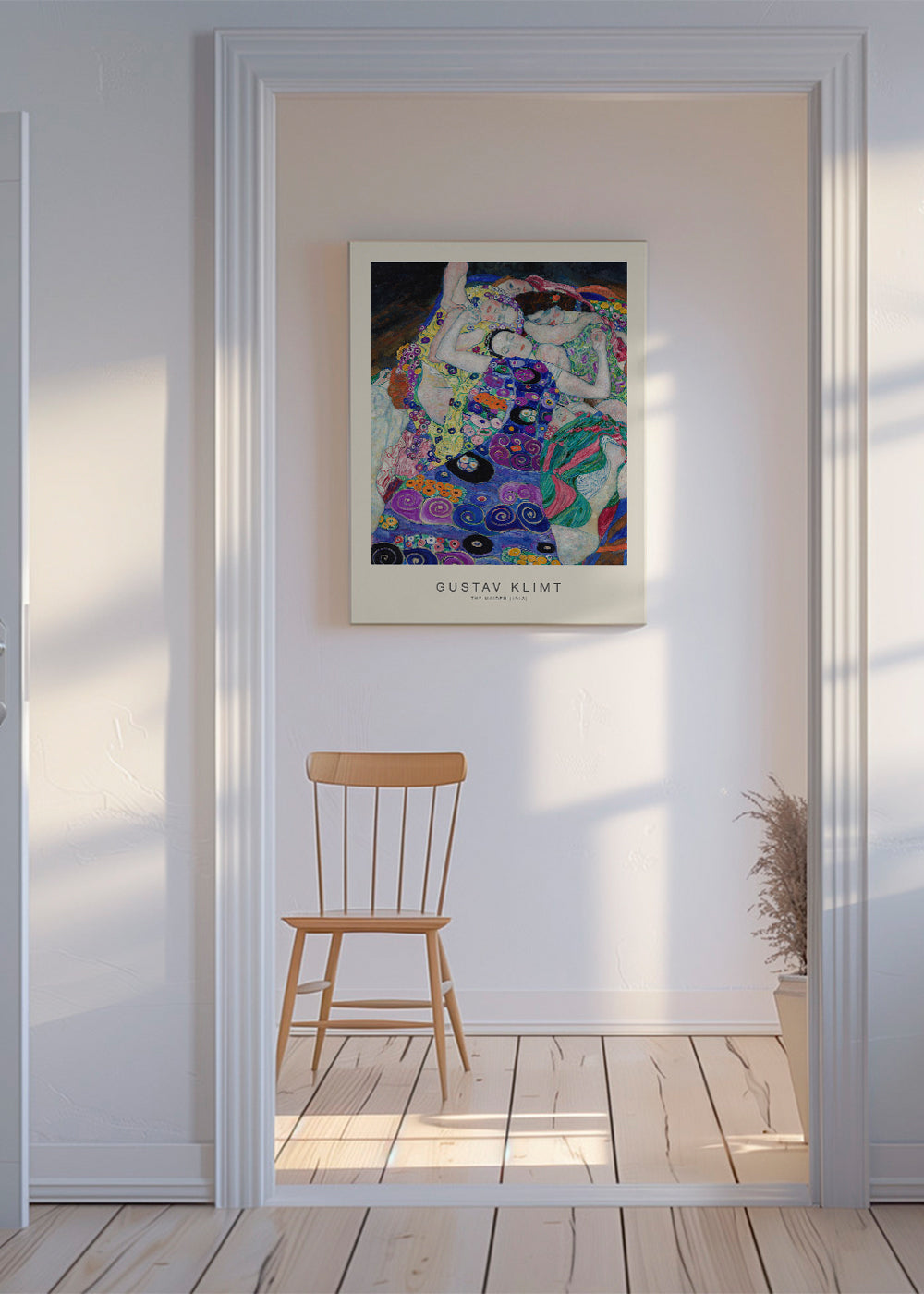 Vintage-affisch med ornamentala figurer inspirerad av Klimt