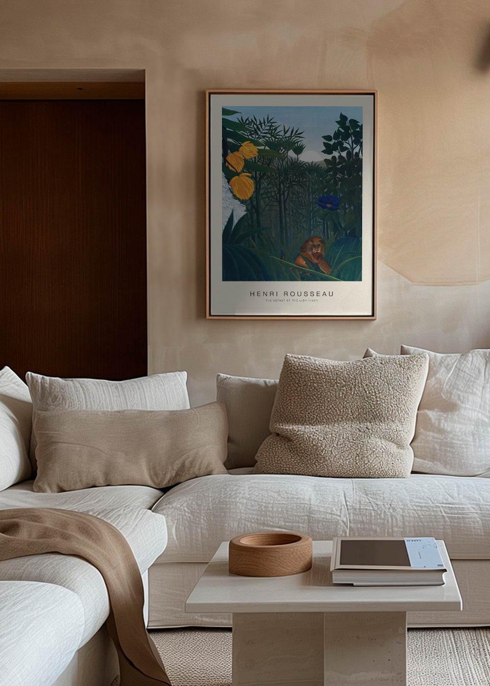 Poster: lejon i djungeln med blommor