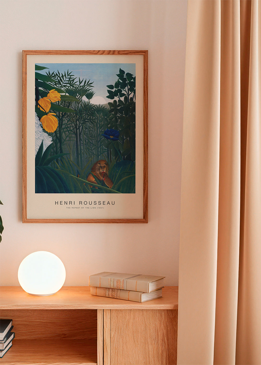 Poster: lejon i djungeln med blommor