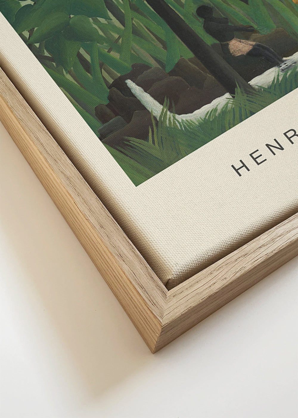 Botanisk poster med djungel, hjortar och vattenfall