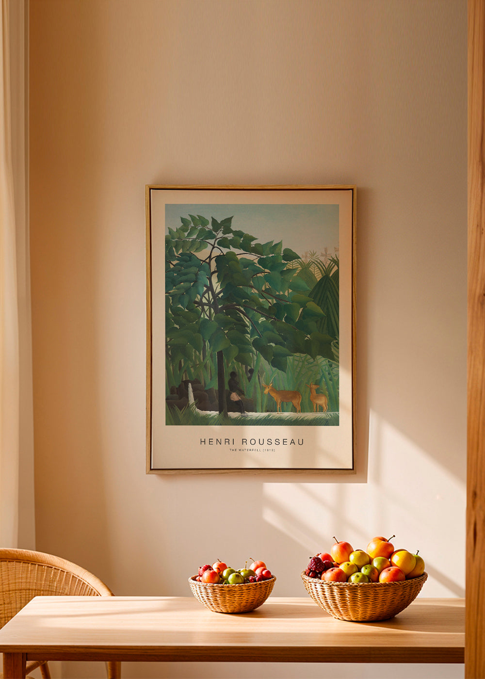 Botanisk poster med djungel, hjortar och vattenfall