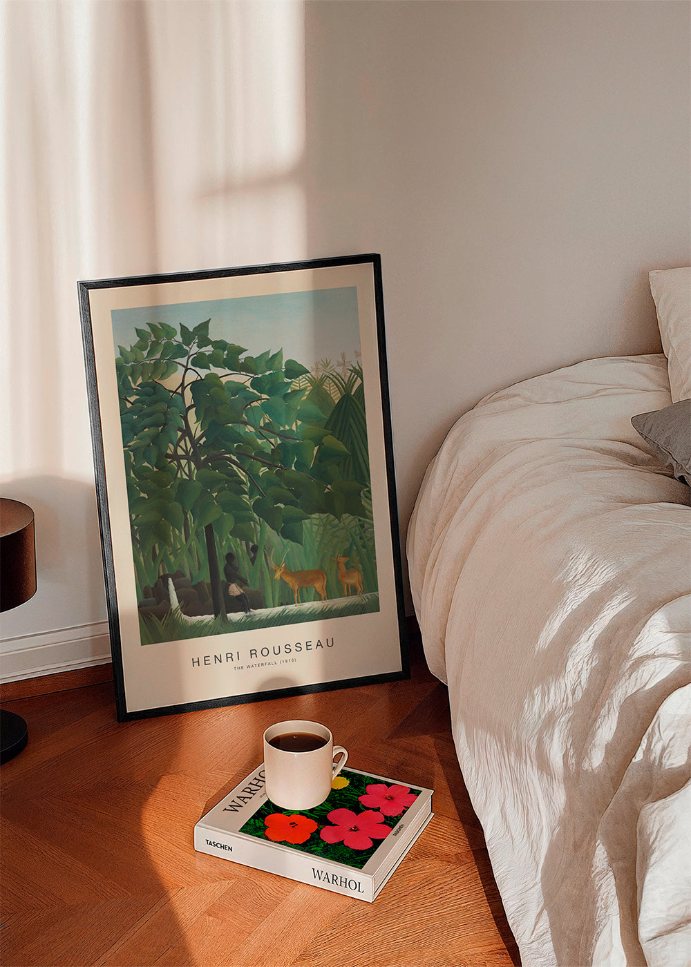 Botanisk poster med djungel, hjortar och vattenfall