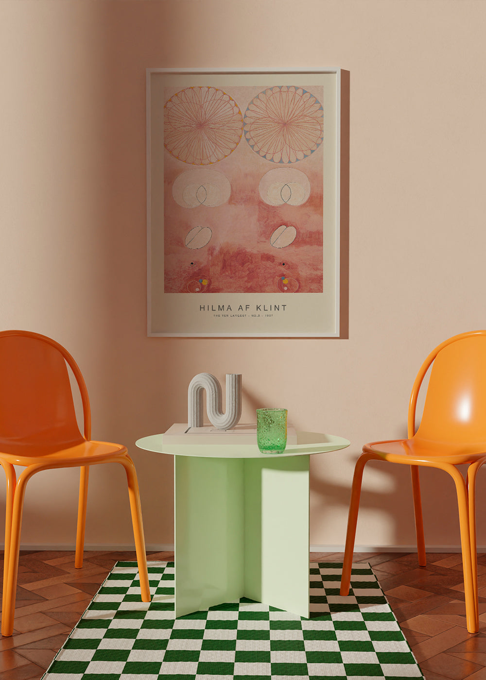 Abstrakt rosa verk med botaniska motiv
