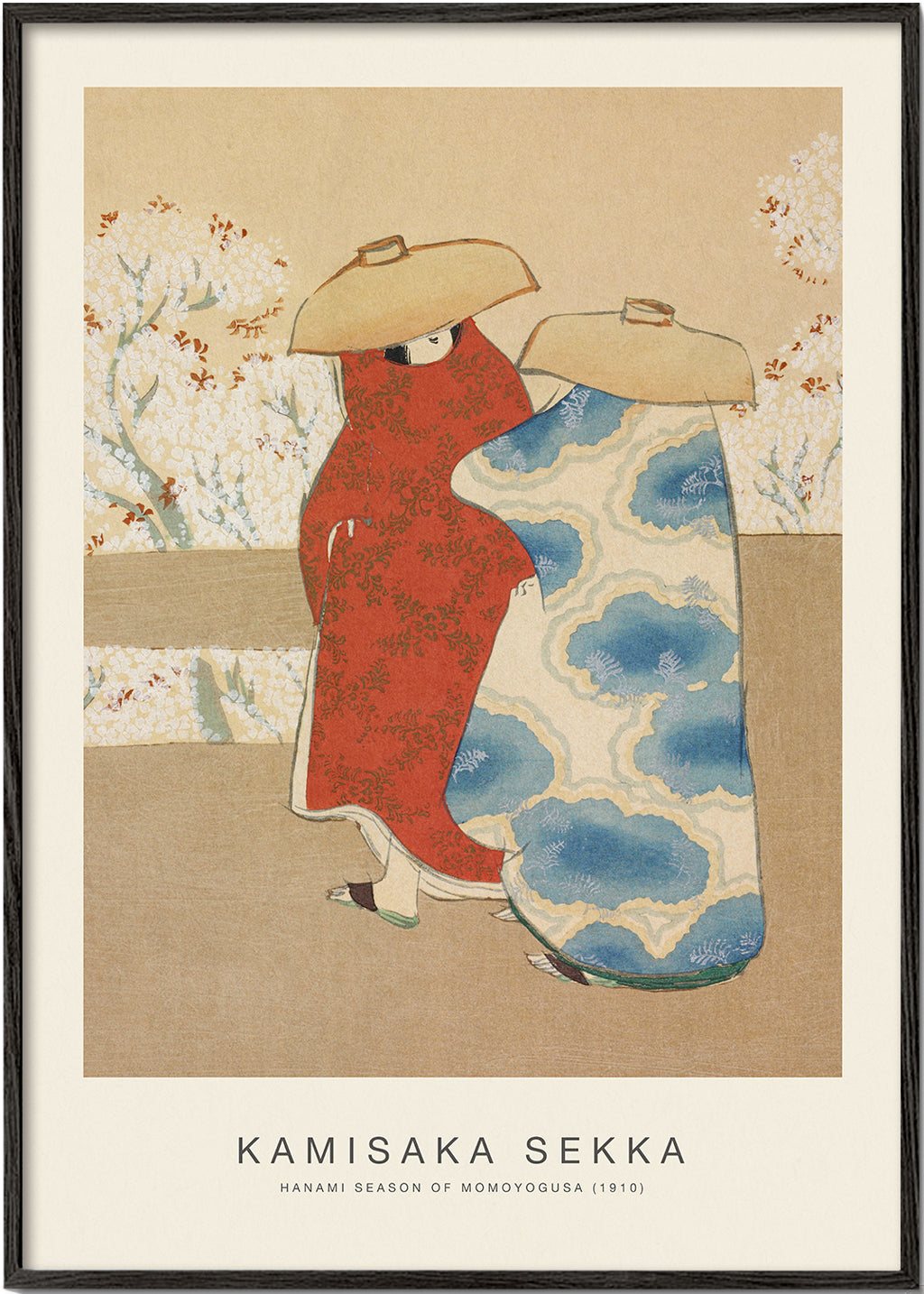 Japansk illustration med kimono och körsbärsblommor