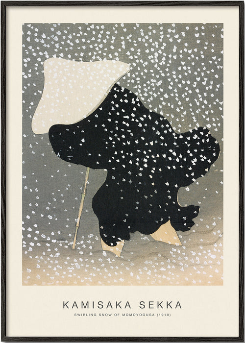 Illustration av japansk figur i snöfallet