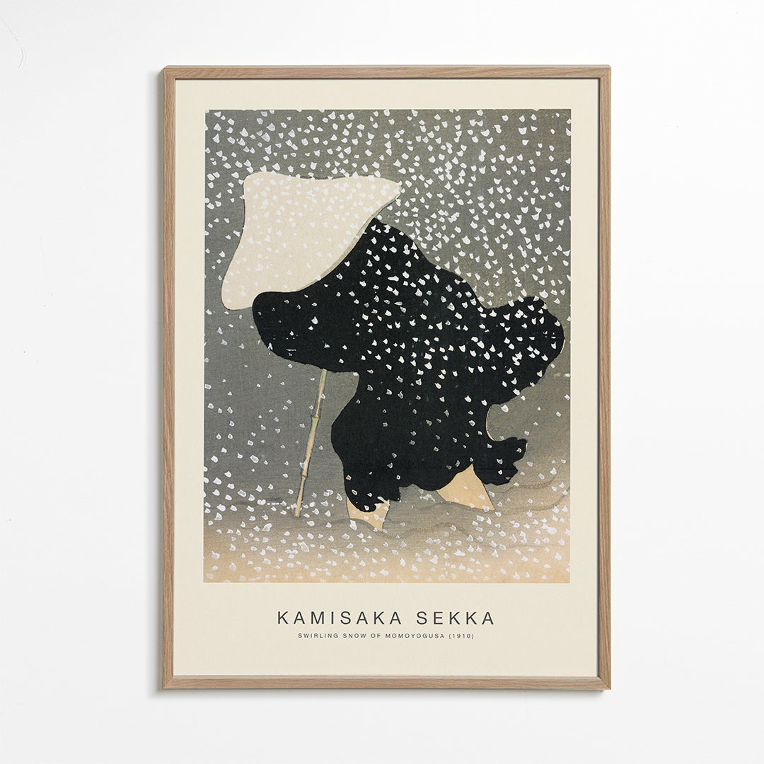 Illustration av japansk figur i snöfallet
