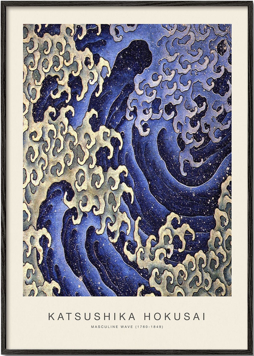 Hokusai-vågillustration i blått