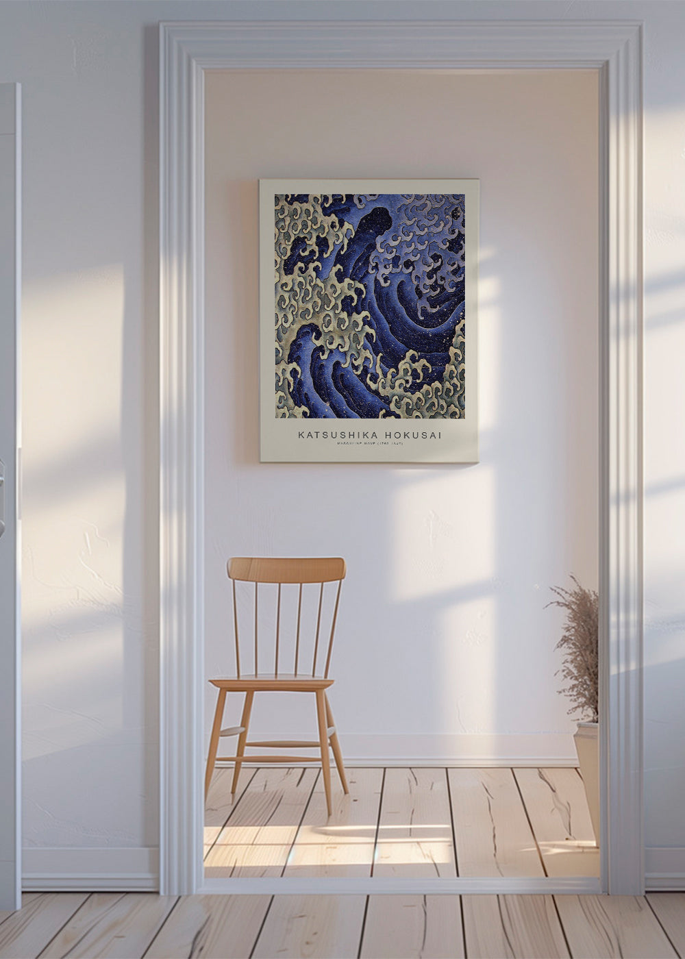 Hokusai-vågillustration i blått