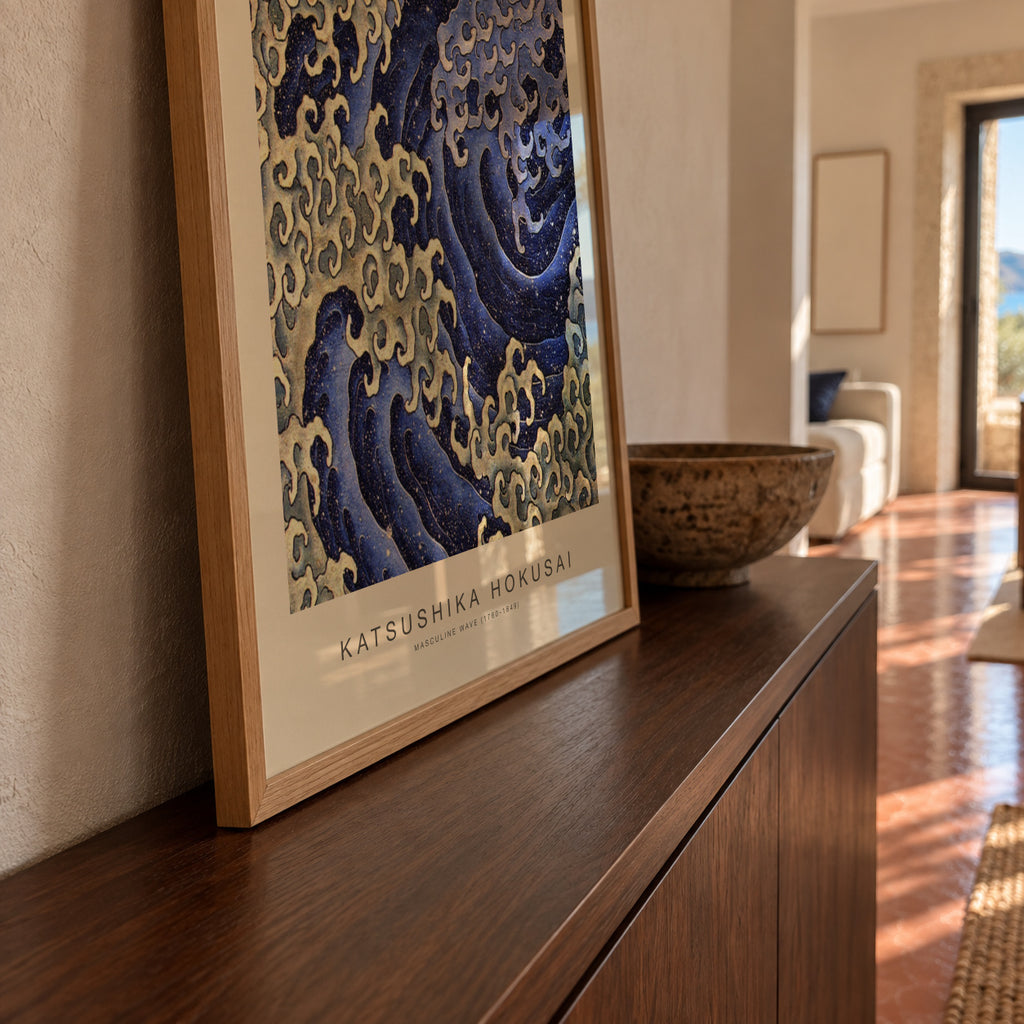 Masculine Wave (Special Edition) - Katsushika Hokusai - Framed poster in an interior