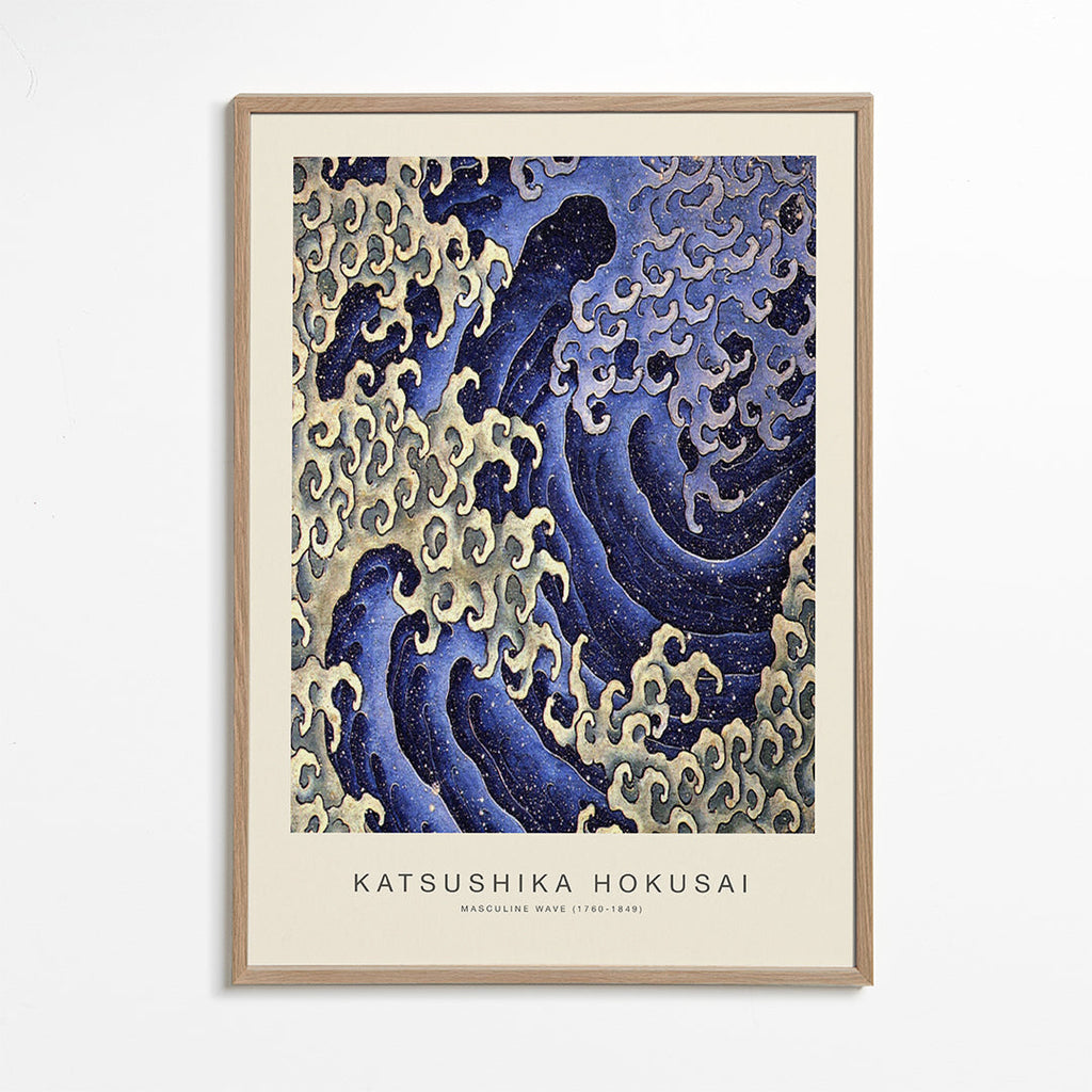 Hokusai-vågillustration i blått