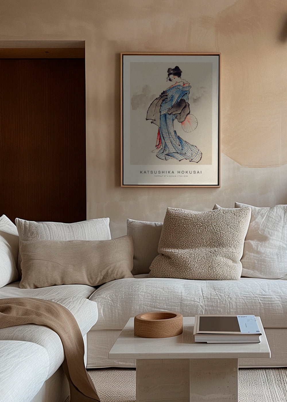 Geisha-illustration med blå kimono