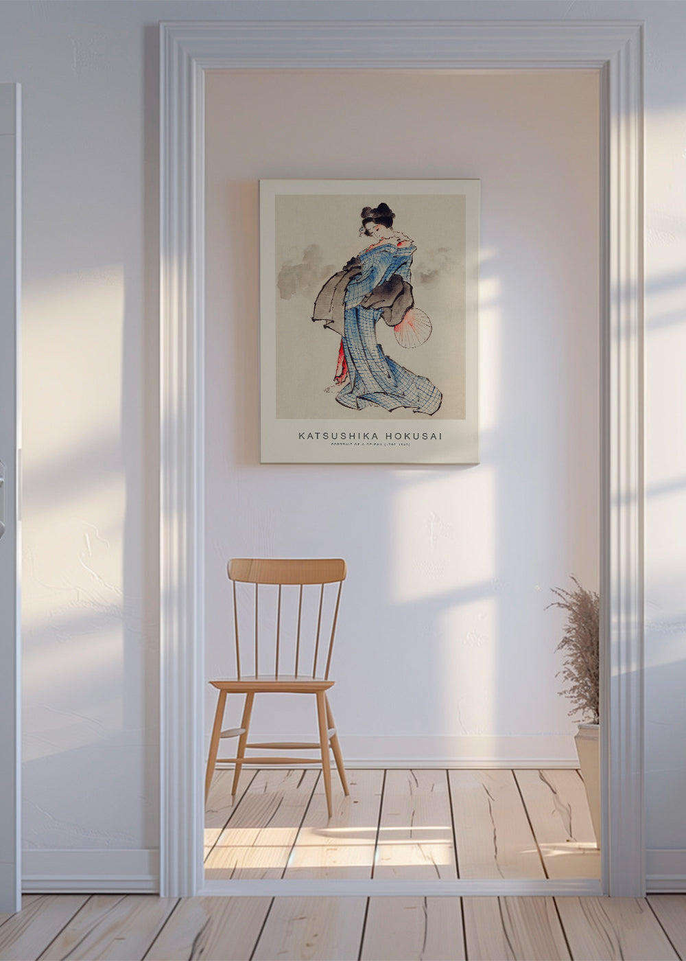 Geisha-illustration med blå kimono