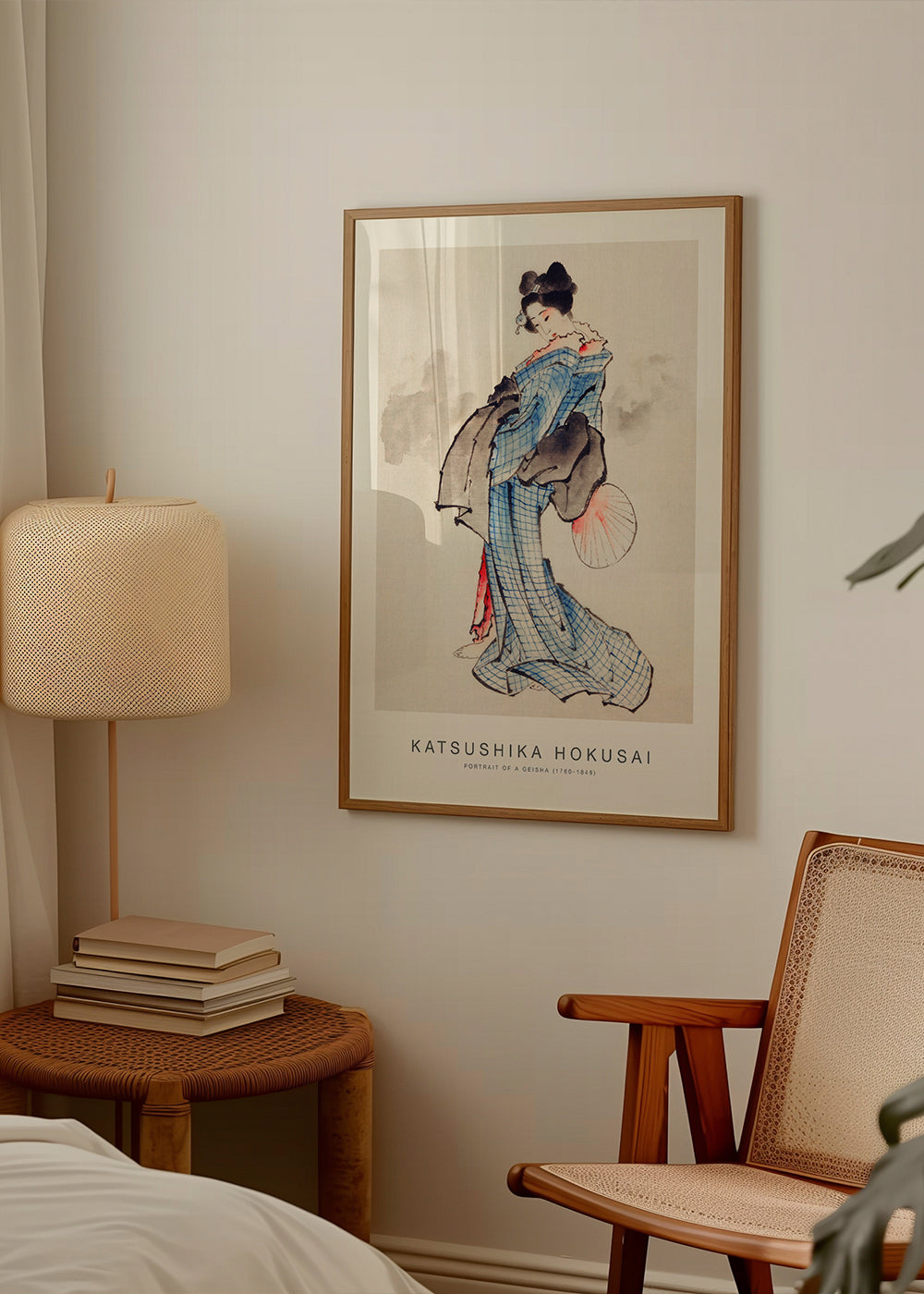 Geisha-illustration med blå kimono