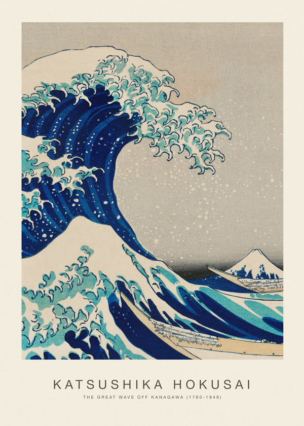 Japansk vågillustration i blått