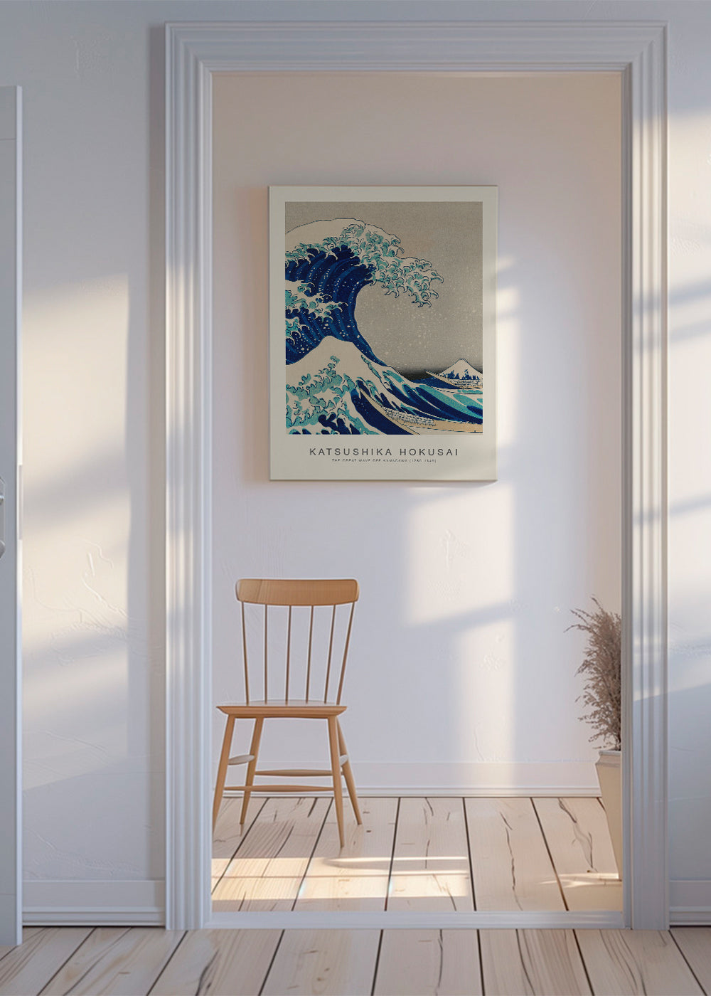 Japansk vågillustration i blått