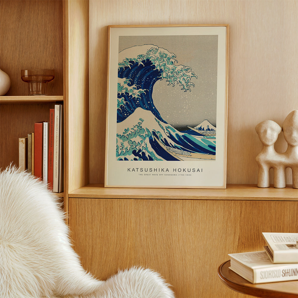 Japansk vågillustration i blått
