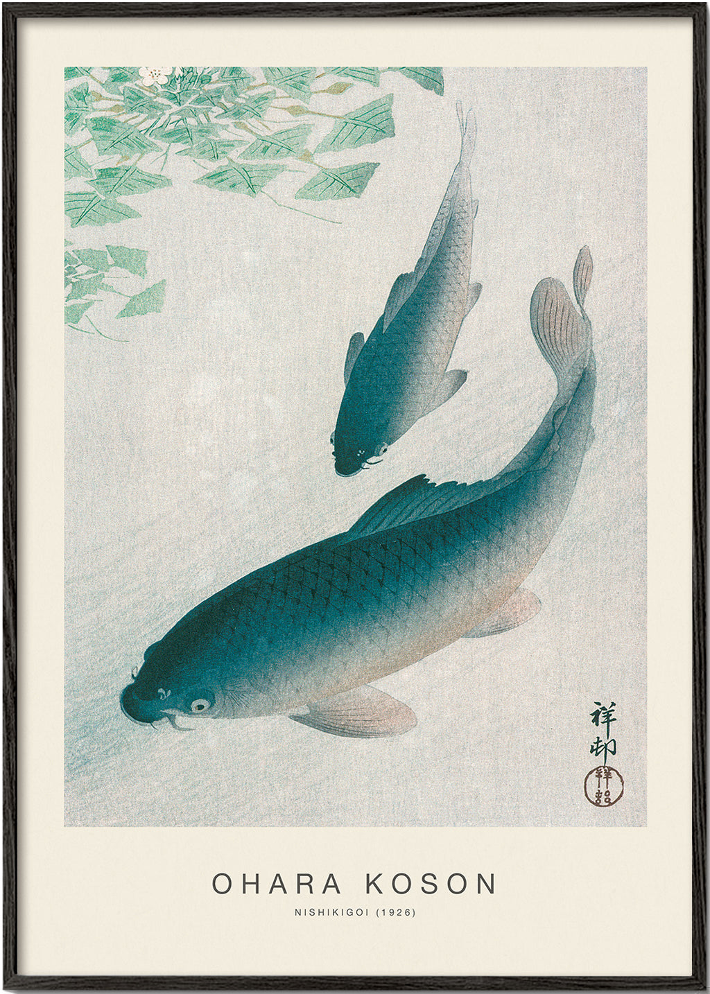 Koi japanskt tryck i blå toner