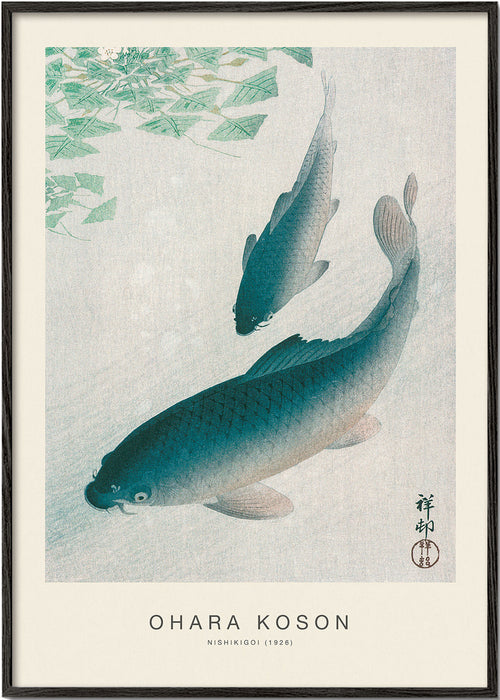 Koi japanskt tryck i blå toner
