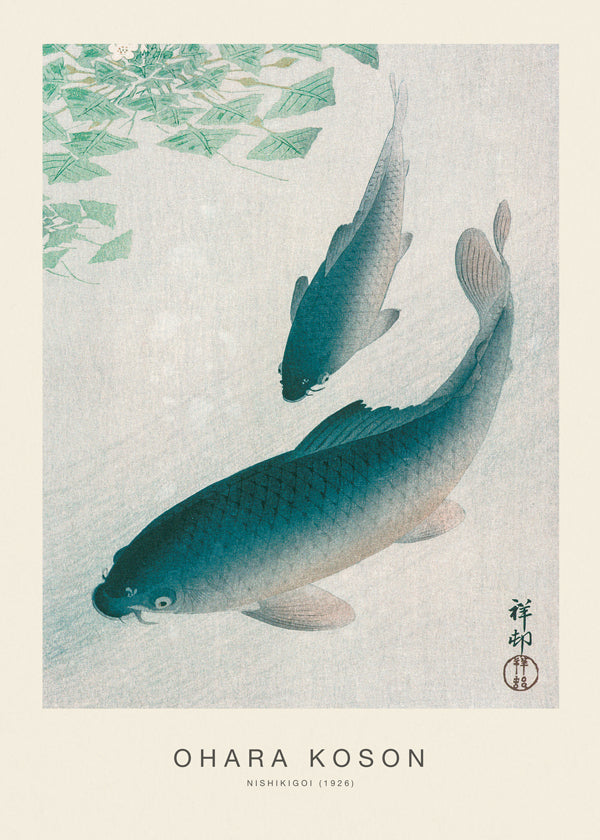 Koi japanskt tryck i blå toner