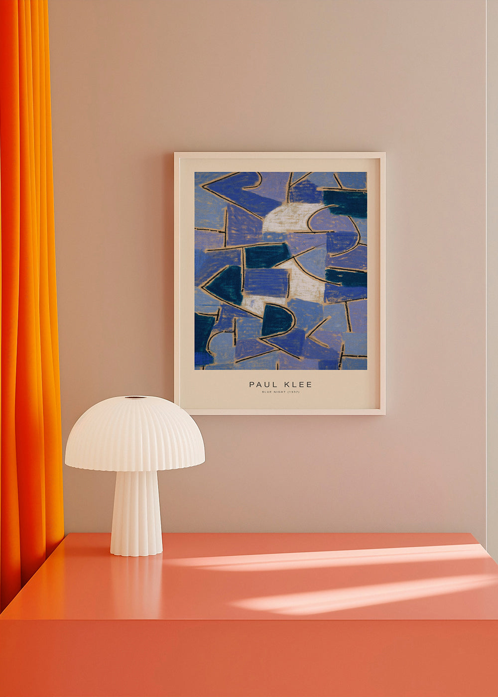 Abstrakt konstverk i blått inspirerat av Klee