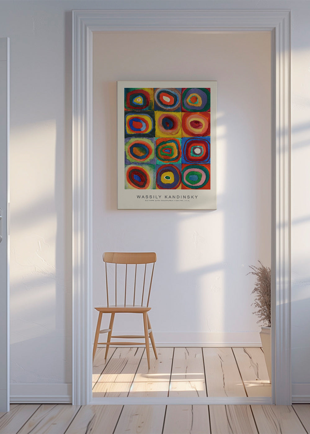 Geometrisk poster: koncentriska cirklar i rutnät