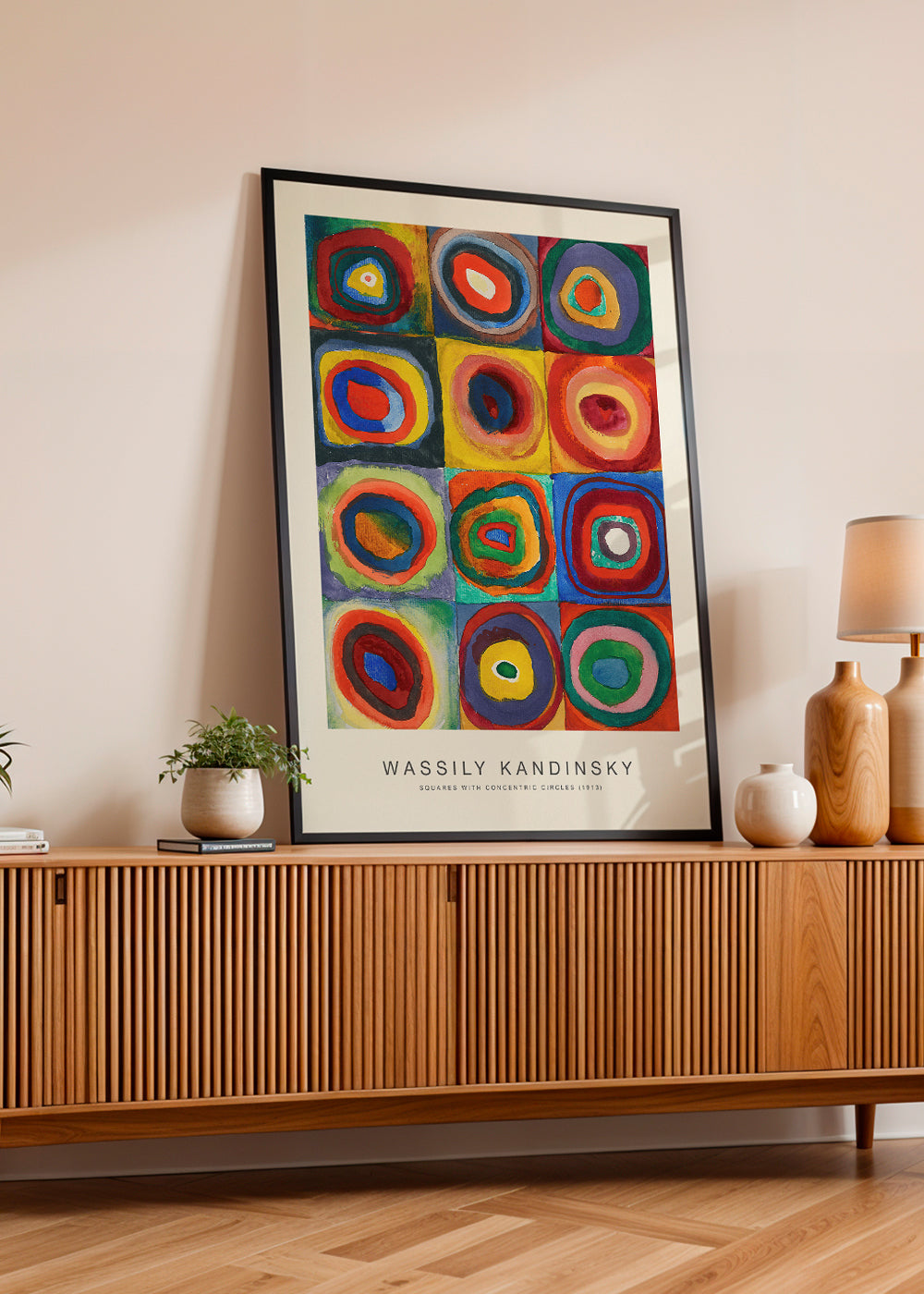 Geometrisk poster: koncentriska cirklar i rutnät