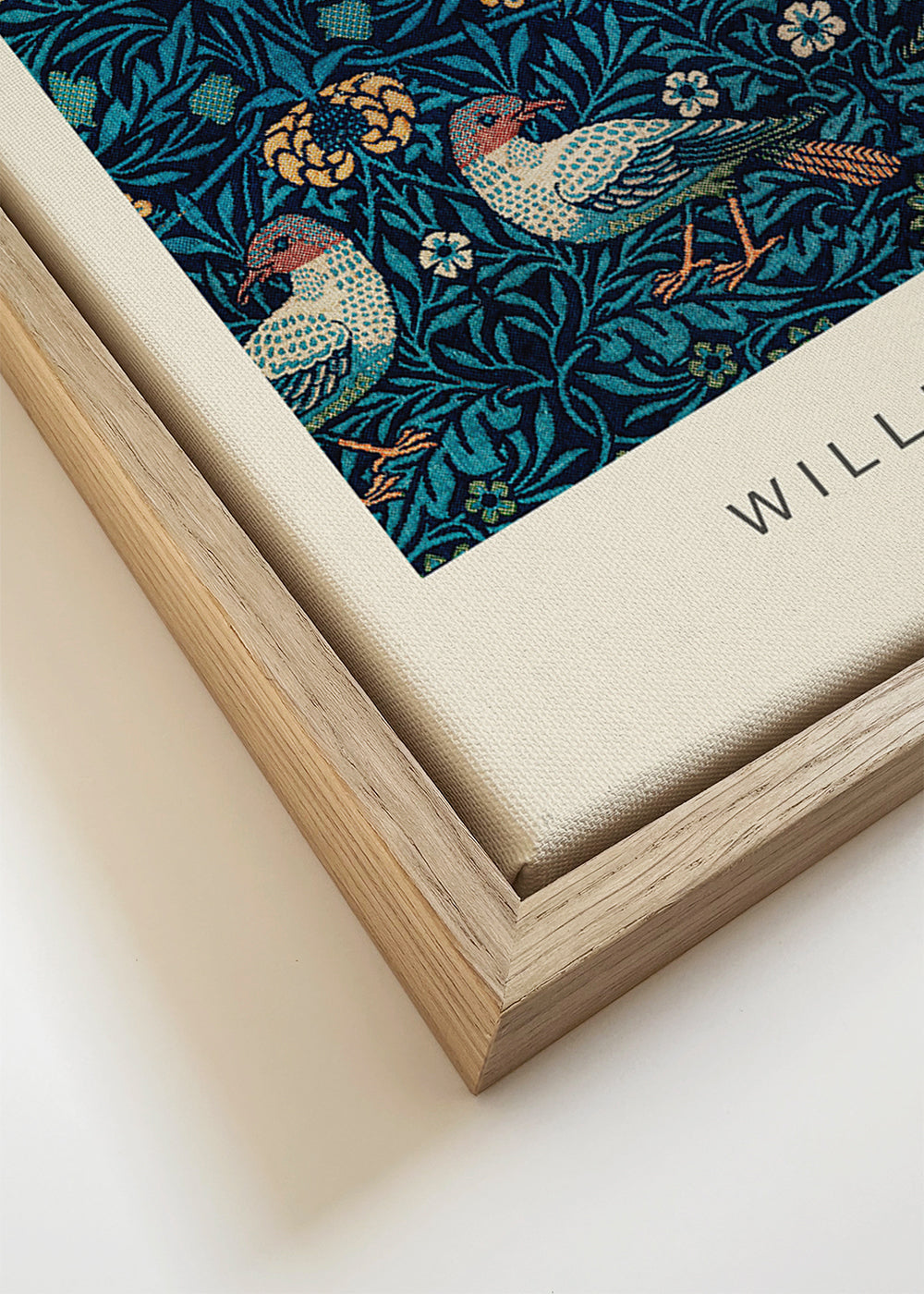 Botanisk poster William Morris med fåglar och blå löv