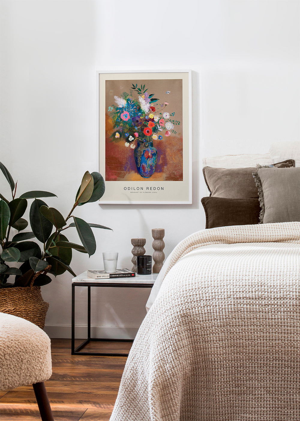 Botanisk poster blå vas med färgstarkt bukett