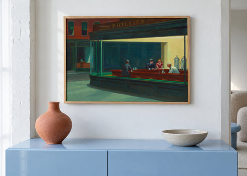 Nighthawks - Edward Hopper - Framed poster in an interior