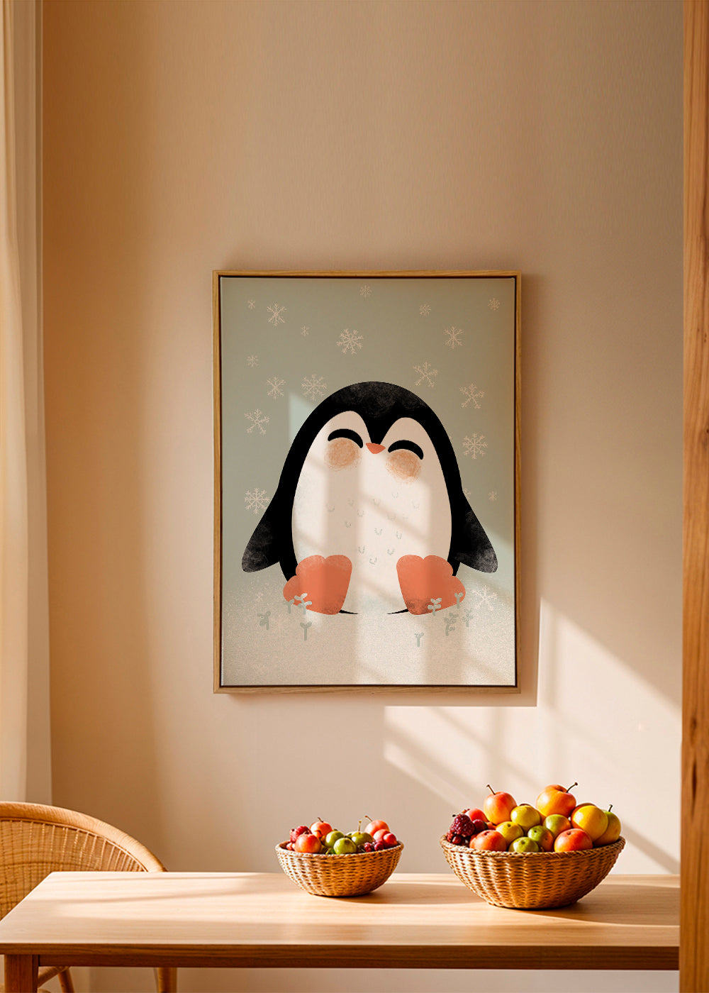 Barnposter med leende pingvin