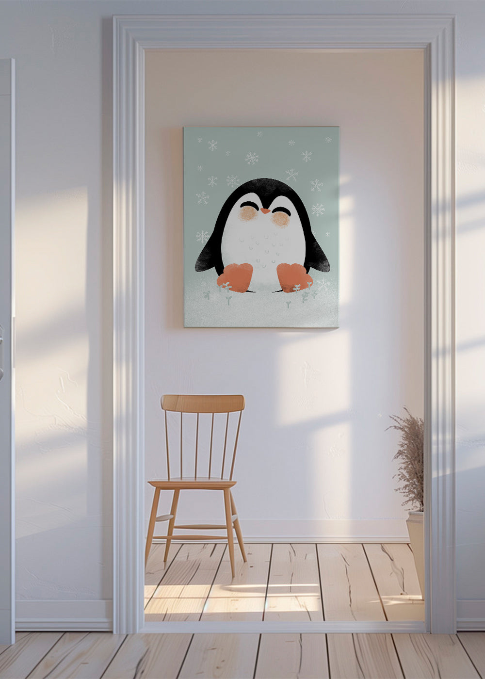 Barnposter med leende pingvin