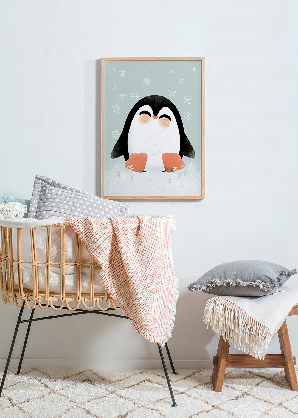 Barnposter med leende pingvin