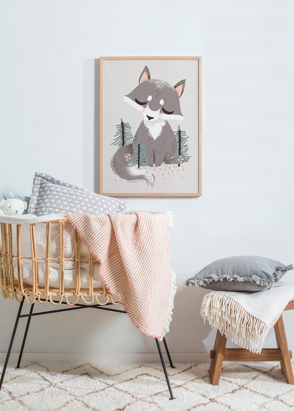 Barnposter sovande varg i skogen