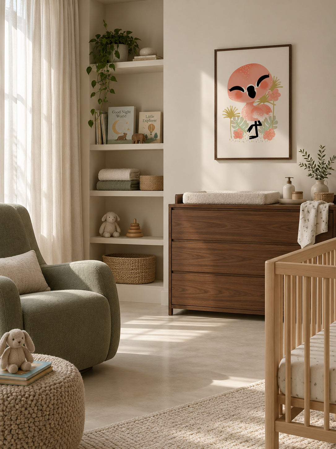 Animignons the Flamingo - Framed poster in an interior