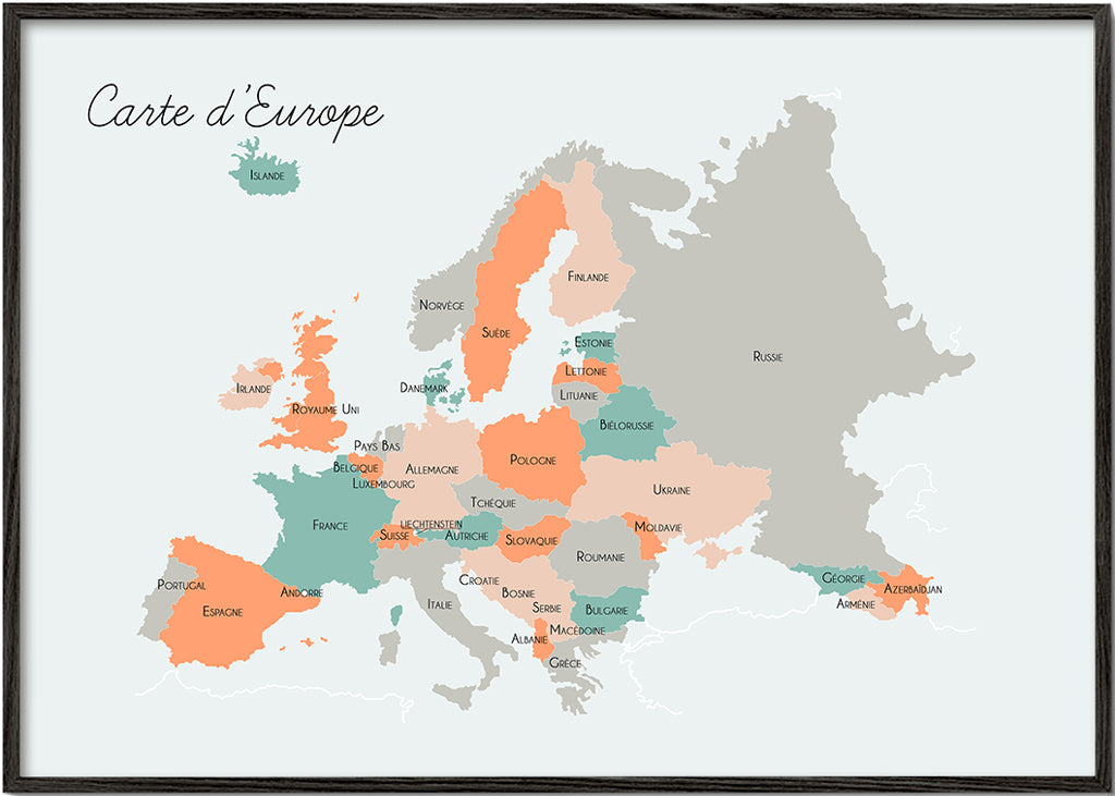 Kökskonst Europakarta i mjuka pasteller